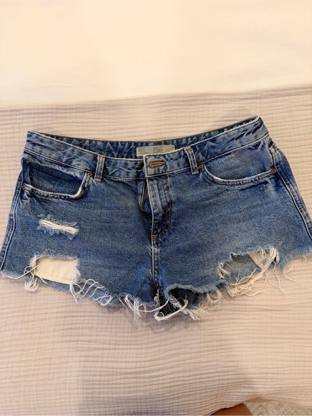 Zara Denim Ripped Women's Blue Jean Shorts